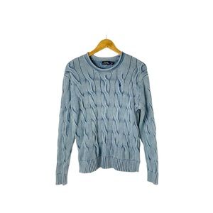 Polo by Ralph Lauren Cable Knit Pullover Sweater Size Medium Blue